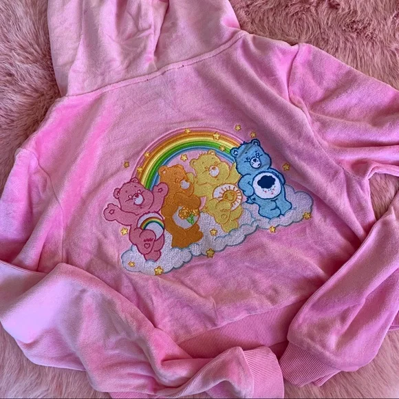 Dolls Kill Pink Hoodie with Bear Embroidery - Picture 3 of 4